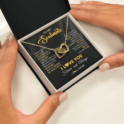 Interlocking Hearts Necklace 18K Yellow Gold Finish | 2 | Personalized To My Beautiful Soulmate Necklace From Husband Jewelry Forever Love Girlfriend Wife Birthday Gifts Anniversary Valentines Day Message Card | teecentury