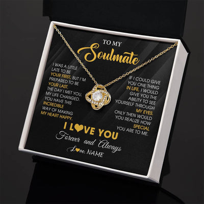 Love Knot Necklace 18K Yellow Gold Finish | 2 | Personalized To My Beautiful Soulmate Necklace From Husband Jewelry Forever Love Girlfriend Wife Birthday Gifts Anniversary Valentines Day Message Card | teecentury