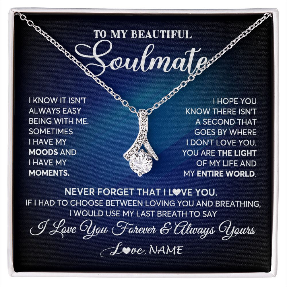 Alluring Beauty Necklace | Personalized To My Beautiful Soulmate Necklace From Husband You Are The Light Of My Life Wife Birthday Anniversary Christmas Customized Gift Box Message Card | teecentury