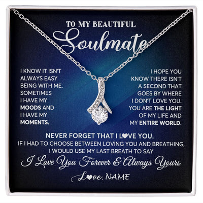 Alluring Beauty Necklace | Personalized To My Beautiful Soulmate Necklace From Husband You Are The Light Of My Life Wife Birthday Anniversary Christmas Customized Gift Box Message Card | teecentury