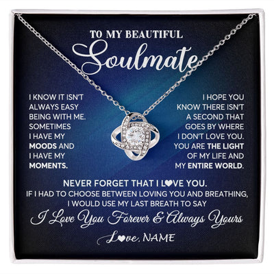 Love Knot Necklace | Personalized To My Beautiful Soulmate Necklace From Husband You Are The Light Of My Life Wife Birthday Anniversary Christmas Customized Gift Box Message Card | teecentury