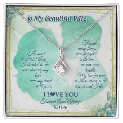 Alluring Beauty Necklace | Personalized To My Beautiful Wife From Husband My Heart With You Wife Valentines Wedding Day Birthday Christmas Jewelry Customized Gift Box Message Card | teecentury
