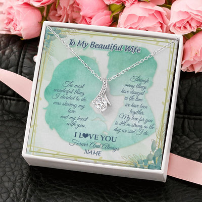 Alluring Beauty Necklace | Personalized To My Beautiful Wife From Husband My Heart With You Wife Valentines Wedding Day Birthday Christmas Jewelry Customized Gift Box Message Card | teecentury