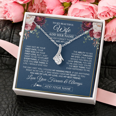 Alluring Beauty Necklace 14K White Gold Finish | 2 | Personalized To My Beautiful Wife Gift Necklace You Are My Love Gifts For Wife From Husband For Her Birthday Valentines Day Custom Gift Box Message Card | teecentury.myshopify