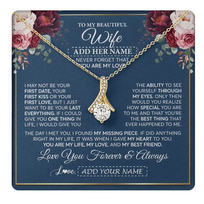 Alluring Beauty Necklace 18K Yellow Gold Finish | 1 | Personalized To My Beautiful Wife Gift Necklace You Are My Love Gifts For Wife From Husband For Her Birthday Valentines Day Custom Gift Box Message Card | teecentury.myshopify