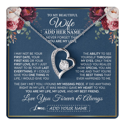 Forever Love Necklace 14K White Gold Finish | 1 | Personalized To My Beautiful Wife Gift Necklace You Are My Love Gifts For Wife From Husband For Her Birthday Valentines Day Custom Gift Box Message Card | teecentury.myshopify