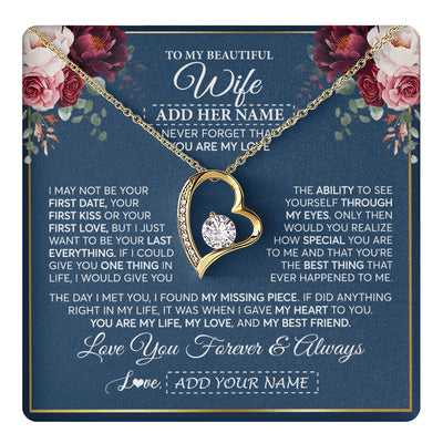 Forever Love Necklace 18K Yellow Gold Finish | 1 | Personalized To My Beautiful Wife Gift Necklace You Are My Love Gifts For Wife From Husband For Her Birthday Valentines Day Custom Gift Box Message Card | teecentury.myshopify