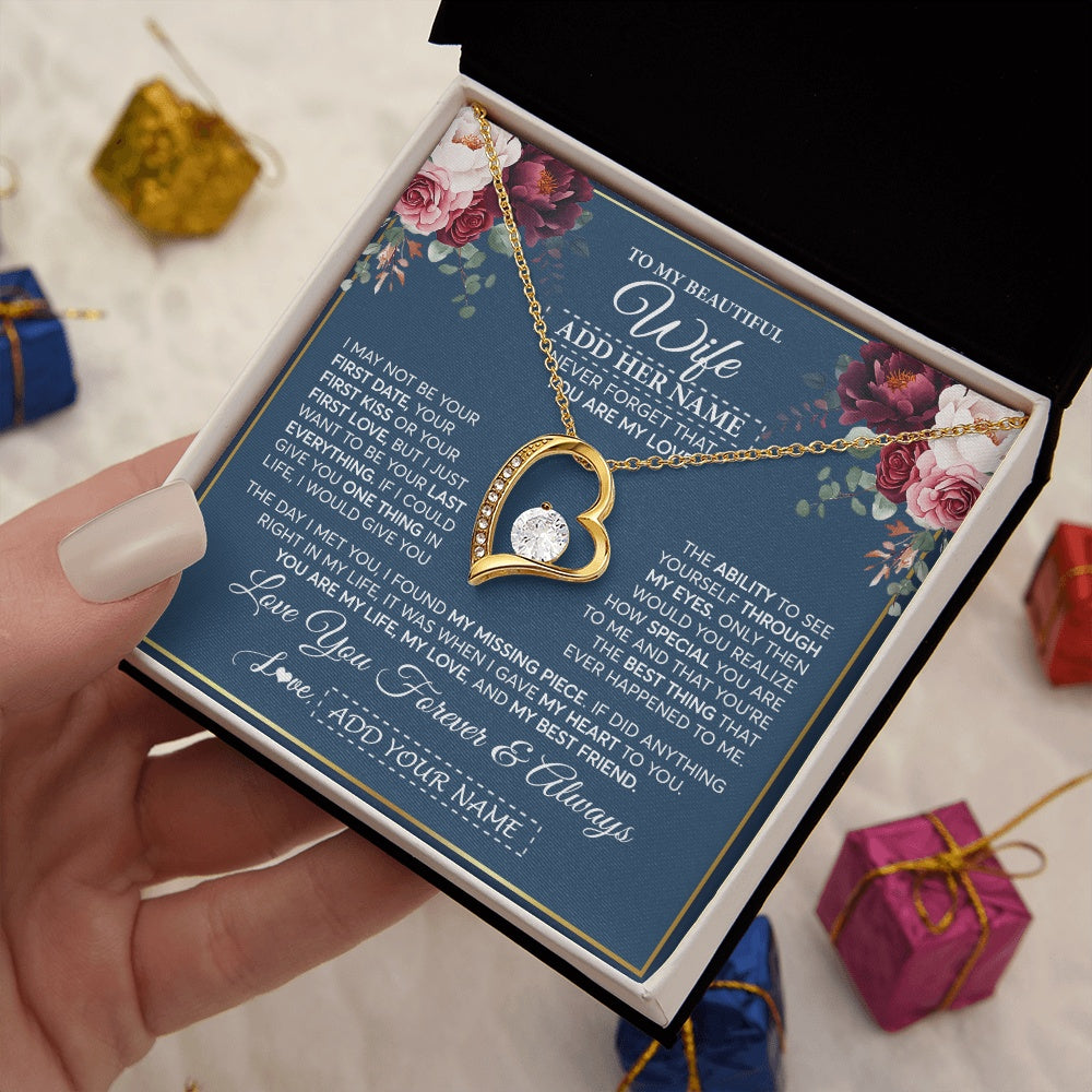 Forever Love Necklace 18K Yellow Gold Finish | 2 | Personalized To My Beautiful Wife Gift Necklace You Are My Love Gifts For Wife From Husband For Her Birthday Valentines Day Custom Gift Box Message Card | teecentury.myshopify