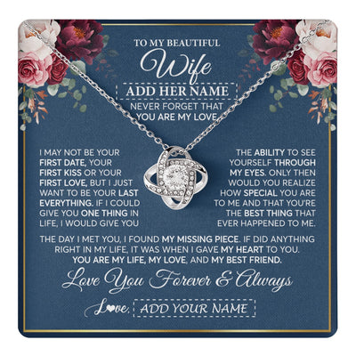 Love Knot Necklace 14K White Gold Finish | 1 | Personalized To My Beautiful Wife Gift Necklace You Are My Love Gifts For Wife From Husband For Her Birthday Valentines Day Custom Gift Box Message Card | teecentury.myshopify