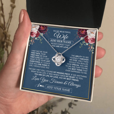 Love Knot Necklace 14K White Gold Finish | 2 | Personalized To My Beautiful Wife Gift Necklace You Are My Love Gifts For Wife From Husband For Her Birthday Valentines Day Custom Gift Box Message Card | teecentury.myshopify