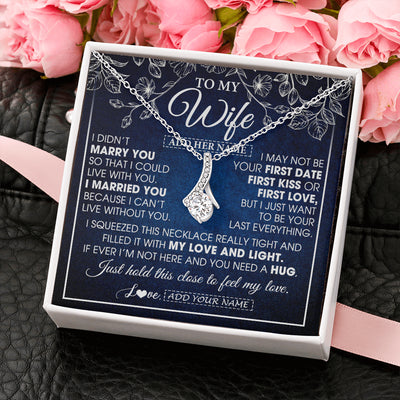 Alluring Beauty Necklace 14K White Gold Finish | 2 | Personalized To My Beautiful Wife Gifts From Husband Necklace Jewelry For Her Wife Wedding Anniversary Birthday Christmas Customized Gift Box Message Card | teecentury