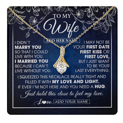 Alluring Beauty Necklace 18K Yellow Gold Finish | 1 | Personalized To My Beautiful Wife Gifts From Husband Necklace Jewelry For Her Wife Wedding Anniversary Birthday Christmas Customized Gift Box Message Card | teecentury
