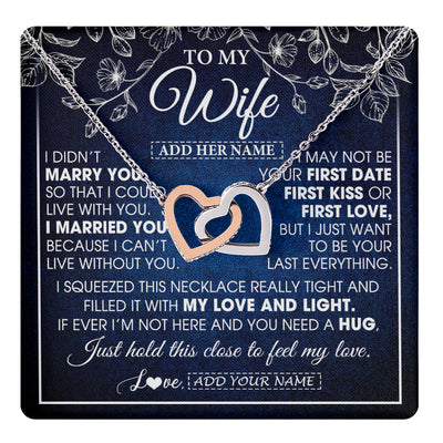 Interlocking Hearts Necklace Stainless Steel & Rose Gold Finish | 1 | Personalized To My Beautiful Wife Gifts From Husband Necklace Jewelry For Her Wife Wedding Anniversary Birthday Christmas Customized Gift Box Message Card | teecentury