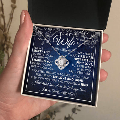 Love Knot Necklace 14K White Gold Finish | 2 | Personalized To My Beautiful Wife Gifts From Husband Necklace Jewelry For Her Wife Wedding Anniversary Birthday Christmas Customized Gift Box Message Card | teecentury