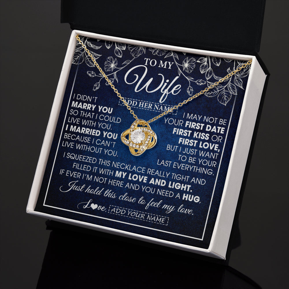 Love Knot Necklace 18K Yellow Gold Finish | 2 | Personalized To My Beautiful Wife Gifts From Husband Necklace Jewelry For Her Wife Wedding Anniversary Birthday Christmas Customized Gift Box Message Card | teecentury