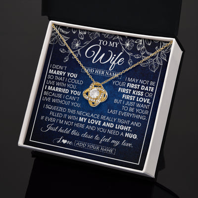 Love Knot Necklace 18K Yellow Gold Finish | 2 | Personalized To My Beautiful Wife Gifts From Husband Necklace Jewelry For Her Wife Wedding Anniversary Birthday Christmas Customized Gift Box Message Card | teecentury
