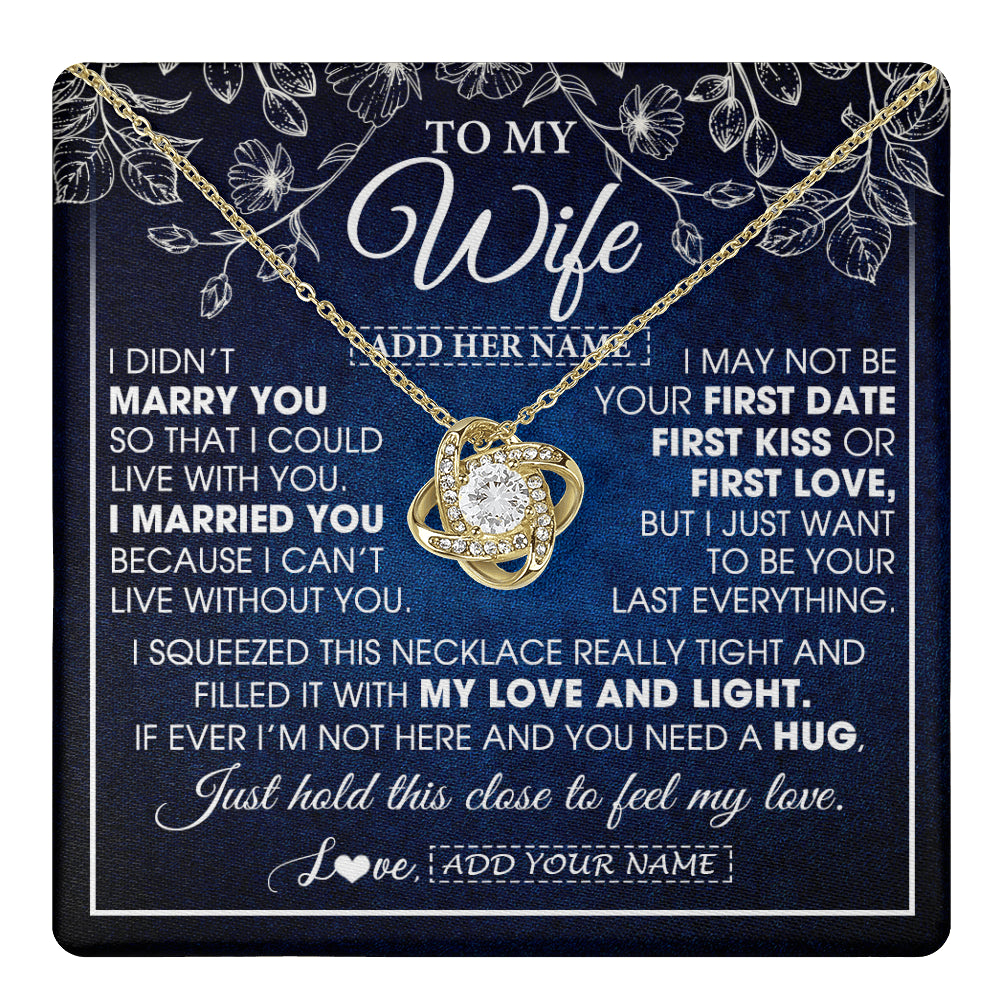 Love Knot Necklace 18K Yellow Gold Finish | 1 | Personalized To My Beautiful Wife Gifts From Husband Necklace Jewelry For Her Wife Wedding Anniversary Birthday Christmas Customized Gift Box Message Card | teecentury