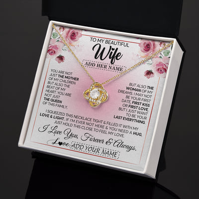 Love Knot Necklace 18K Yellow Gold Finish | 2 | Personalized To My Beautiful Wife Gifts From Husband Necklace Mother Of My Children Soulmate For Her Wife Mothers Day Birthday Christmas Gift Box Message Card | teecentury