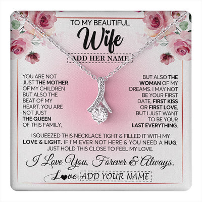 Alluring Beauty Necklace 14K White Gold Finish | 1 | Personalized To My Beautiful Wife Gifts From Husband Necklace Mother Queen Soulmate For Her Wife Mothers Day Birthday Gifts Christmas Gift Box Message Card | teecentury