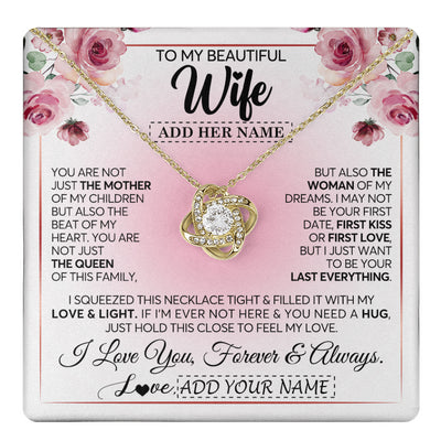 Love Knot Necklace 18K Yellow Gold Finish | 1 | Personalized To My Beautiful Wife Gifts From Husband Necklace Mother Queen Soulmate For Her Wife Mothers Day Birthday Gifts Christmas Gift Box Message Card | teecentury