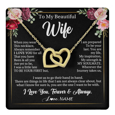 Interlocking Hearts Necklace 18K Yellow Gold Finish | 1 | Personalized To My Beautiful Wife Gifts Necklace From Husband When You Wear This Necklace Wife Birthday Christmas Anniversary Day Gift Box Message Card | teecentury