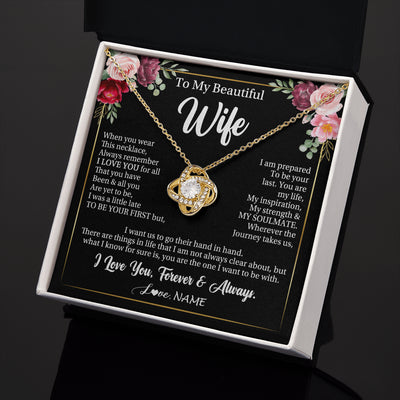 Love Knot Necklace 18K Yellow Gold Finish | 2 | Personalized To My Beautiful Wife Gifts Necklace From Husband When You Wear This Necklace Wife Birthday Christmas Anniversary Day Gift Box Message Card | teecentury