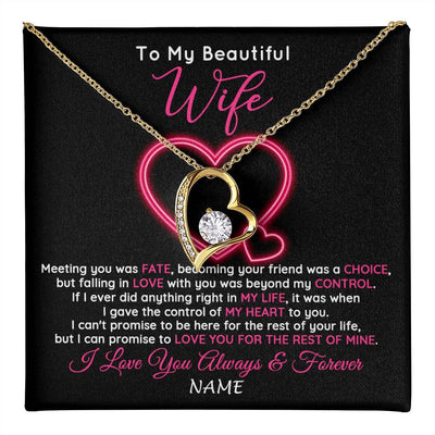 Forever Love Necklace 18K Yellow Gold Finish | 1 | Personalized To My Beautiful Wife Necklace From Husband Falling In Love Wife Birthday Anniversary Wedding Valentines Day Customized Gift Box Message Card | teecentury