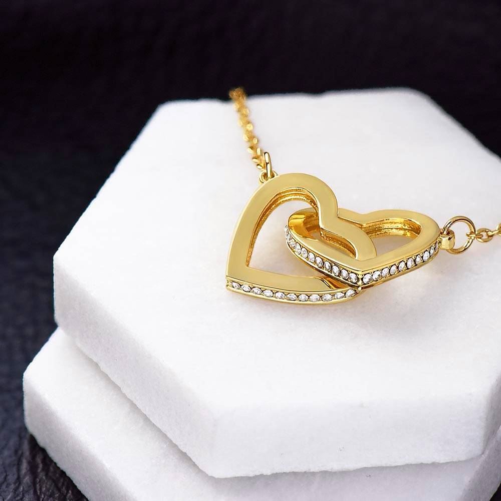 Interlocking Hearts Necklace 18K Yellow Gold Finish | 4 | Personalized To My Beautiful Wife Necklace From Husband Forever In My Heart Wife Birthday Anniversary Wedding Valentines Day Customized Gift Box Message Card | teecentury