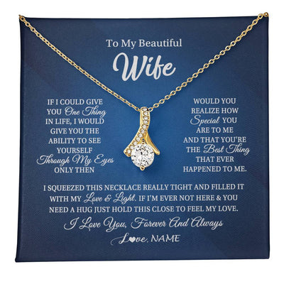 Alluring Beauty Necklace 18K Yellow Gold Finish | 1 | Personalized To My Beautiful Wife Necklace From Husband Hold This Close My Love Wife Birthday Anniversary Valentine Christmas Customized Gift Box Message Card | teecentury