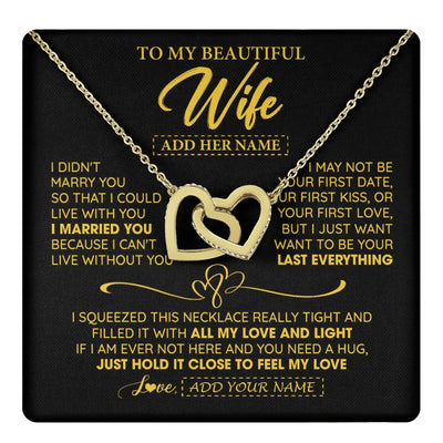 Interlocking Hearts Necklace 18K Yellow Gold Finish | 1 | Personalized To My Beautiful Wife Necklace From Husband I Can't Live Without You Romantic Valentines Gifts For Wife Birthday Christmas Gift Box Message Card | teecentury.myshopify