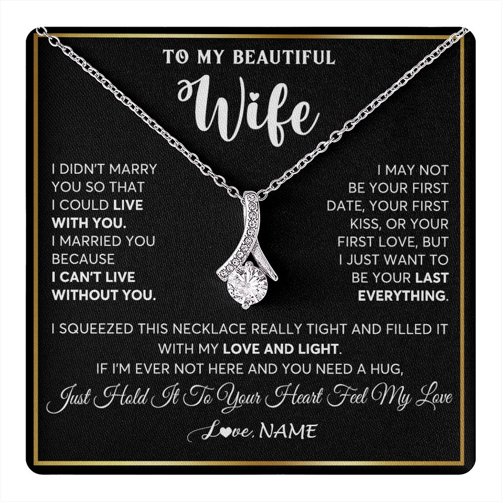 Alluring Beauty Necklace 14K White Gold Finish | 1 | Personalized To My Beautiful Wife Necklace From Husband I Love You Wife Birthday Gifts Anniversary Valentines Day Christmas Customized Gift Box Message Card | teecentury.myshopify