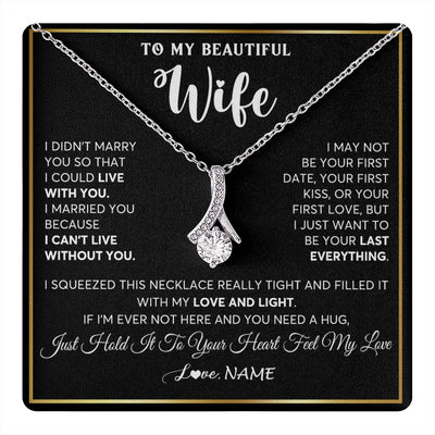 Alluring Beauty Necklace 14K White Gold Finish | 1 | Personalized To My Beautiful Wife Necklace From Husband I Love You Wife Birthday Gifts Anniversary Valentines Day Christmas Customized Gift Box Message Card | teecentury.myshopify