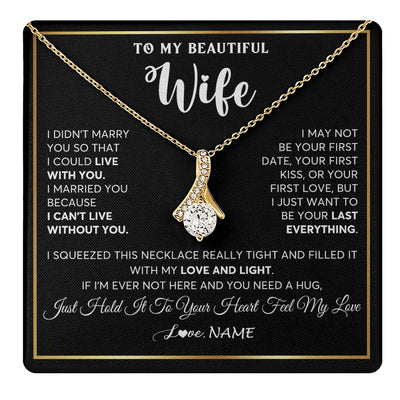 Alluring Beauty Necklace 18K Yellow Gold Finish | 1 | Personalized To My Beautiful Wife Necklace From Husband I Love You Wife Birthday Gifts Anniversary Valentines Day Christmas Customized Gift Box Message Card | teecentury.myshopify