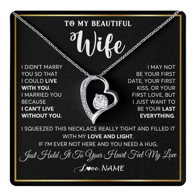 Forever Love Necklace 14K White Gold Finish | 1 | Personalized To My Beautiful Wife Necklace From Husband I Love You Wife Birthday Gifts Anniversary Valentines Day Christmas Customized Gift Box Message Card | teecentury.myshopify