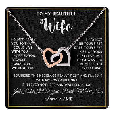 Interlocking Hearts Necklace Stainless Steel & Rose Gold Finish | 1 | Personalized To My Beautiful Wife Necklace From Husband I Love You Wife Birthday Gifts Anniversary Valentines Day Christmas Customized Gift Box Message Card | teecentury.myshopify