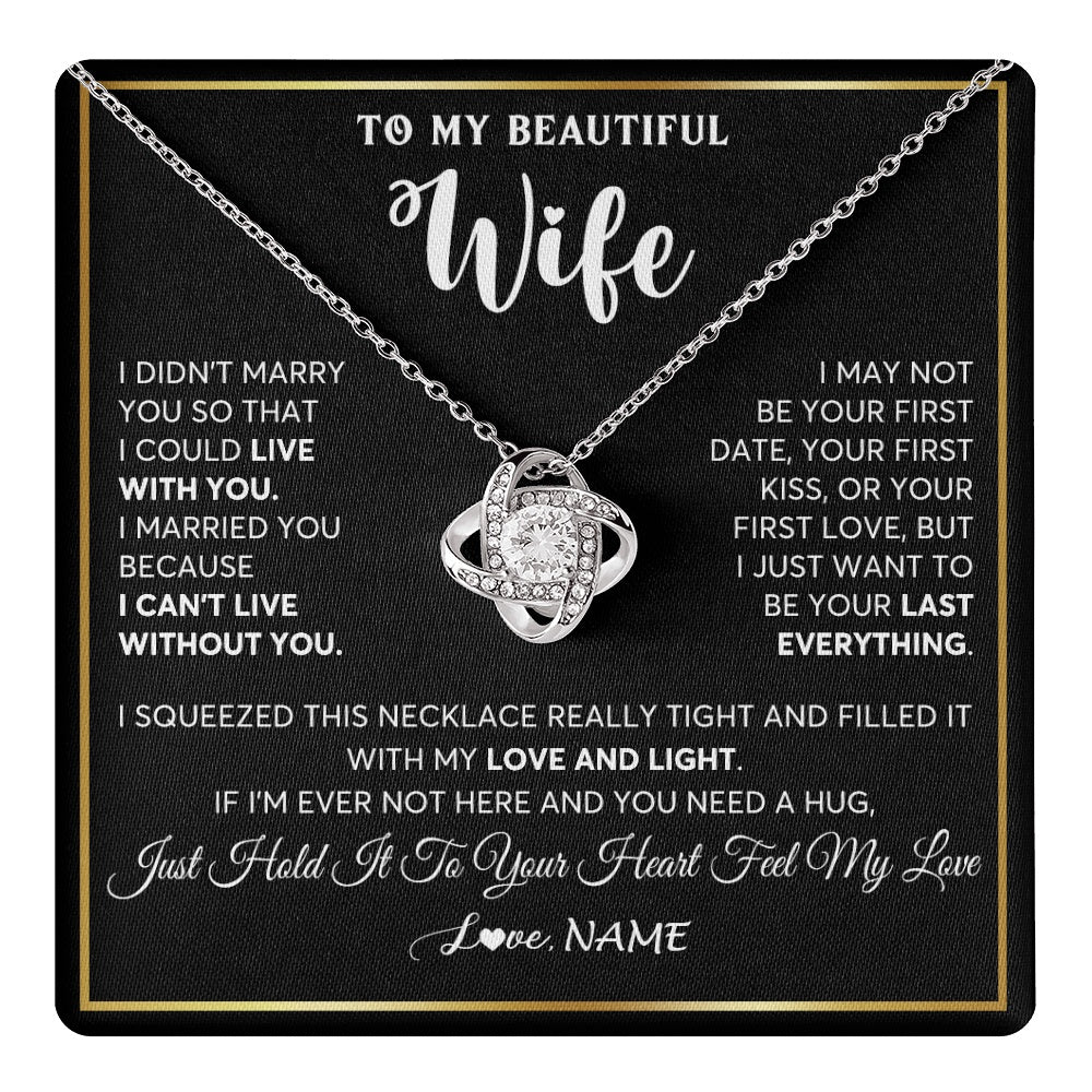 Love Knot Necklace 14K White Gold Finish | 1 | Personalized To My Beautiful Wife Necklace From Husband I Love You Wife Birthday Gifts Anniversary Valentines Day Christmas Customized Gift Box Message Card | teecentury.myshopify