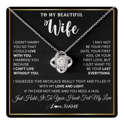 Love Knot Necklace 14K White Gold Finish | 1 | Personalized To My Beautiful Wife Necklace From Husband I Love You Wife Birthday Gifts Anniversary Valentines Day Christmas Customized Gift Box Message Card | teecentury.myshopify