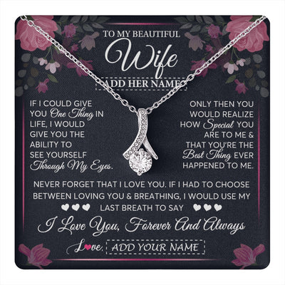 Alluring Beauty Necklace 14K White Gold Finish | 1 | Personalized To My Beautiful Wife Necklace From Husband I Love You Wife Gifts Romantic Valentines Birthday For Her Christmas Custom Gift Box Message Card | teecentury.myshopify