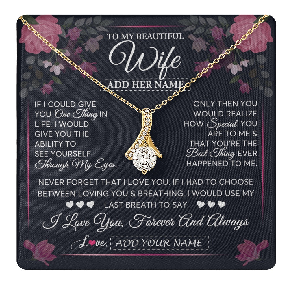 Alluring Beauty Necklace 18K Yellow Gold Finish | 1 | Personalized To My Beautiful Wife Necklace From Husband I Love You Wife Gifts Romantic Valentines Birthday For Her Christmas Custom Gift Box Message Card | teecentury.myshopify