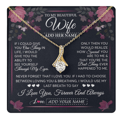 Alluring Beauty Necklace 18K Yellow Gold Finish | 1 | Personalized To My Beautiful Wife Necklace From Husband I Love You Wife Gifts Romantic Valentines Birthday For Her Christmas Custom Gift Box Message Card | teecentury.myshopify