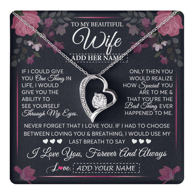 Forever Love Necklace 14K White Gold Finish | 1 | Personalized To My Beautiful Wife Necklace From Husband I Love You Wife Gifts Romantic Valentines Birthday For Her Christmas Custom Gift Box Message Card | teecentury.myshopify