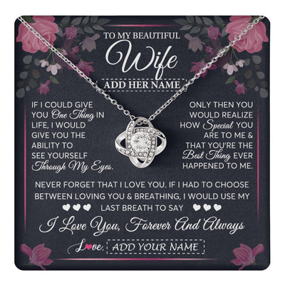 Love Knot Necklace 14K White Gold Finish | 1 | Personalized To My Beautiful Wife Necklace From Husband I Love You Wife Gifts Romantic Valentines Birthday For Her Christmas Custom Gift Box Message Card | teecentury.myshopify