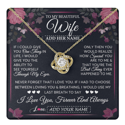 Love Knot Necklace 18K Yellow Gold Finish | 1 | Personalized To My Beautiful Wife Necklace From Husband I Love You Wife Gifts Romantic Valentines Birthday For Her Christmas Custom Gift Box Message Card | teecentury.myshopify