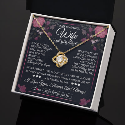Love Knot Necklace 18K Yellow Gold Finish | 2 | Personalized To My Beautiful Wife Necklace From Husband I Love You Wife Gifts Romantic Valentines Birthday For Her Christmas Custom Gift Box Message Card | teecentury.myshopify