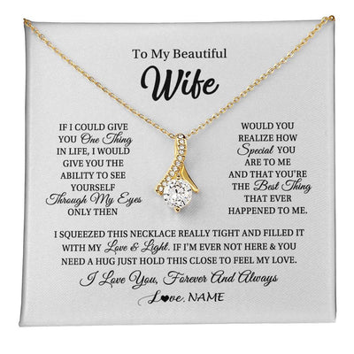 Alluring Beauty Necklace 18K Yellow Gold Finish | 1 | Personalized To My Beautiful Wife Necklace From Husband If I Could Give You Wife Birthday Anniversary Wedding Day Christmas Customized Gift Box Message Card | teecentury