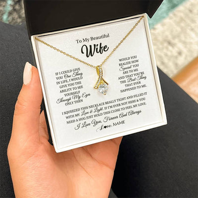 Alluring Beauty Necklace 18K Yellow Gold Finish | 2 | Personalized To My Beautiful Wife Necklace From Husband If I Could Give You Wife Birthday Anniversary Wedding Day Christmas Customized Gift Box Message Card | teecentury