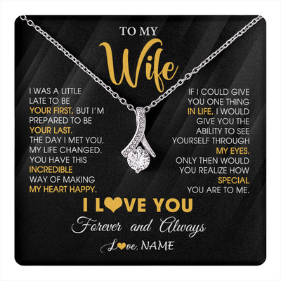 Alluring Beauty Necklace 14K White Gold Finish | 1 | Personalized To My Beautiful Wife Necklace From Husband Jewelry Forever Love Wife Birthday Gifts Anniversary Wedding Valentines Day Gift Box Message Card | teecentury