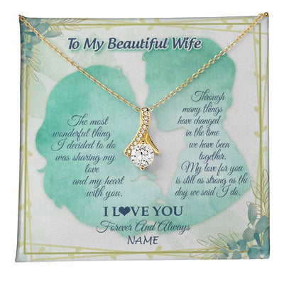 Alluring Beauty Necklace 18K Yellow Gold Finish | 1 | Personalized To My Beautiful Wife Necklace From Husband My Heart With You Wife Valentines Wedding Day Birthday Christmas Customized Gift Box Message Card | teecentury