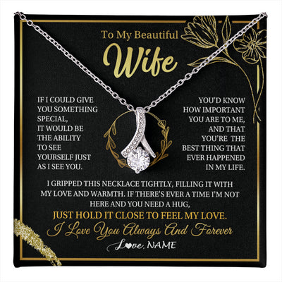 Alluring Beauty Necklace 14K White Gold Finish | 1 | Personalized To My Beautiful Wife Necklace From Husband My Love Wife Birthday Romantic Unique Anniversary Wedding Christmas Customized Gift Box Message Card | teecentury