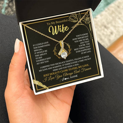 Alluring Beauty Necklace 18K Yellow Gold Finish | 2 | Personalized To My Beautiful Wife Necklace From Husband My Love Wife Birthday Romantic Unique Anniversary Wedding Christmas Customized Gift Box Message Card | teecentury
